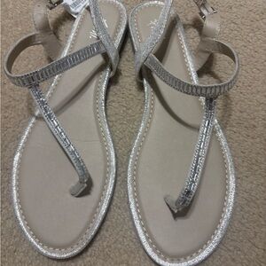 Shimmering Silver Strappy Sandals